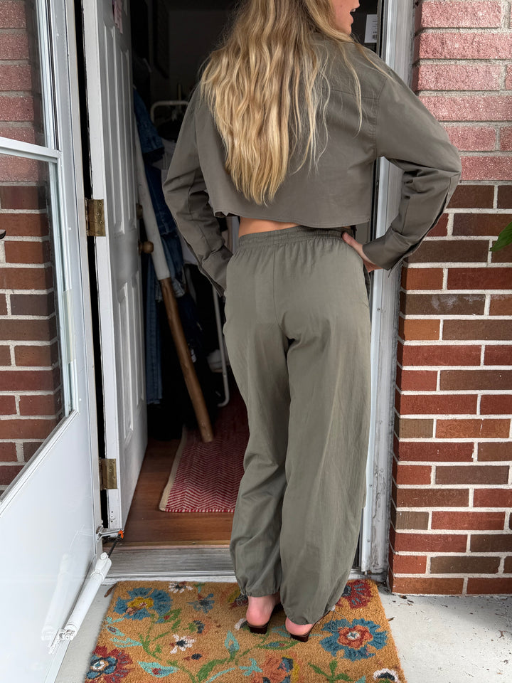 Zara | Army Green Set, M Top / XS Bottom