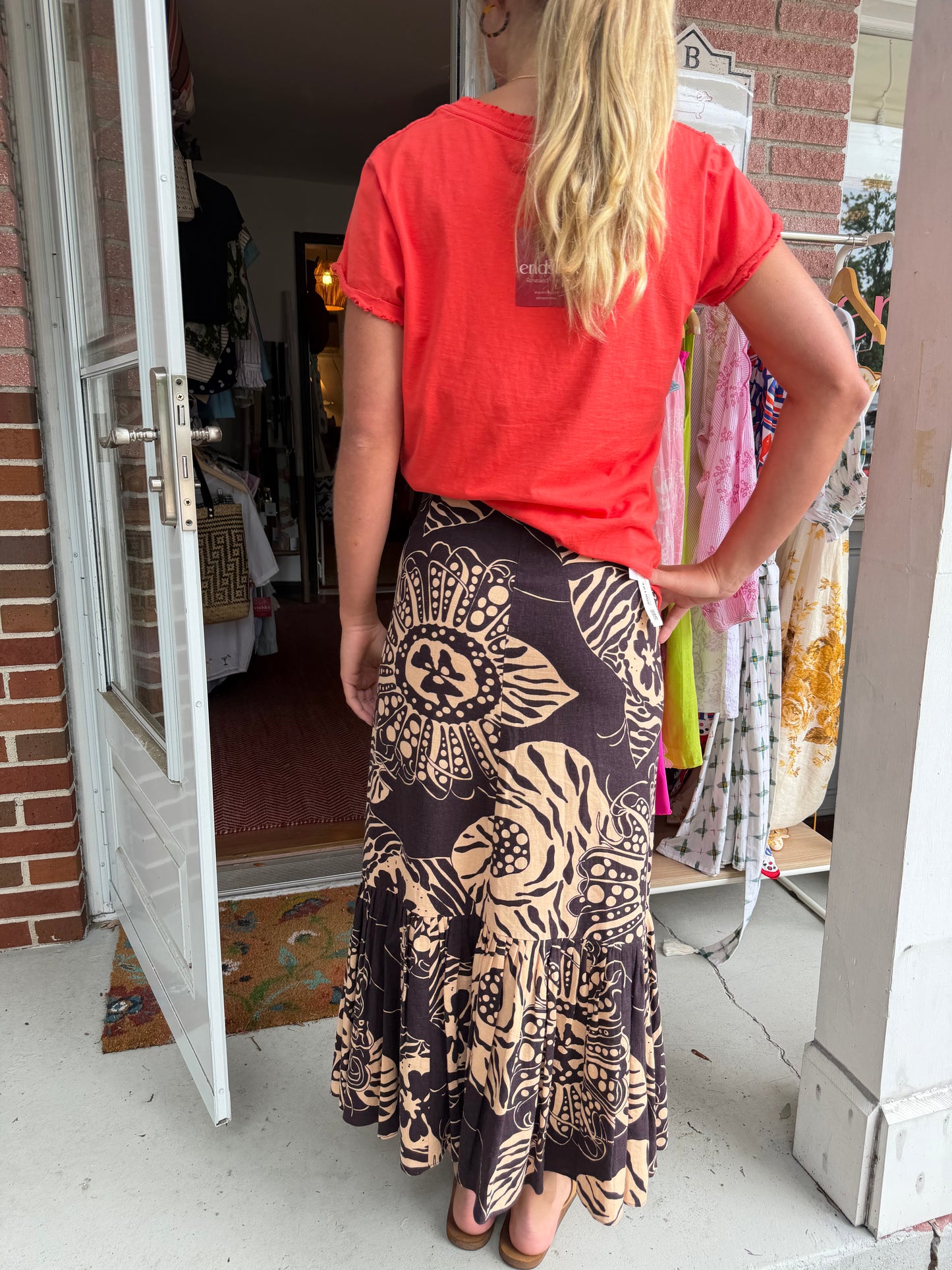 Zara | Printed Midi Skirt, XS