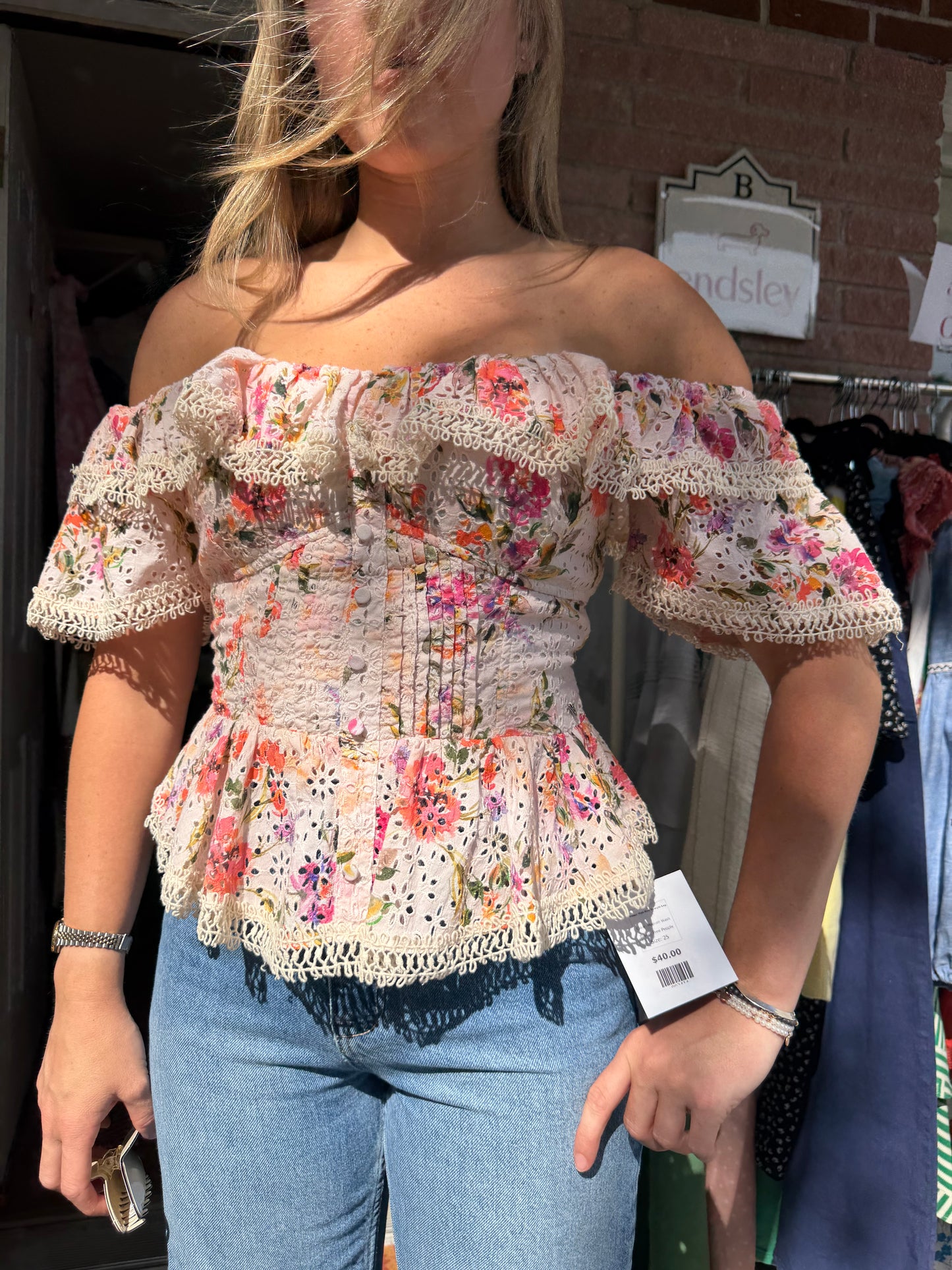 Guess | Off the Shoulder Floral Blouse, XS