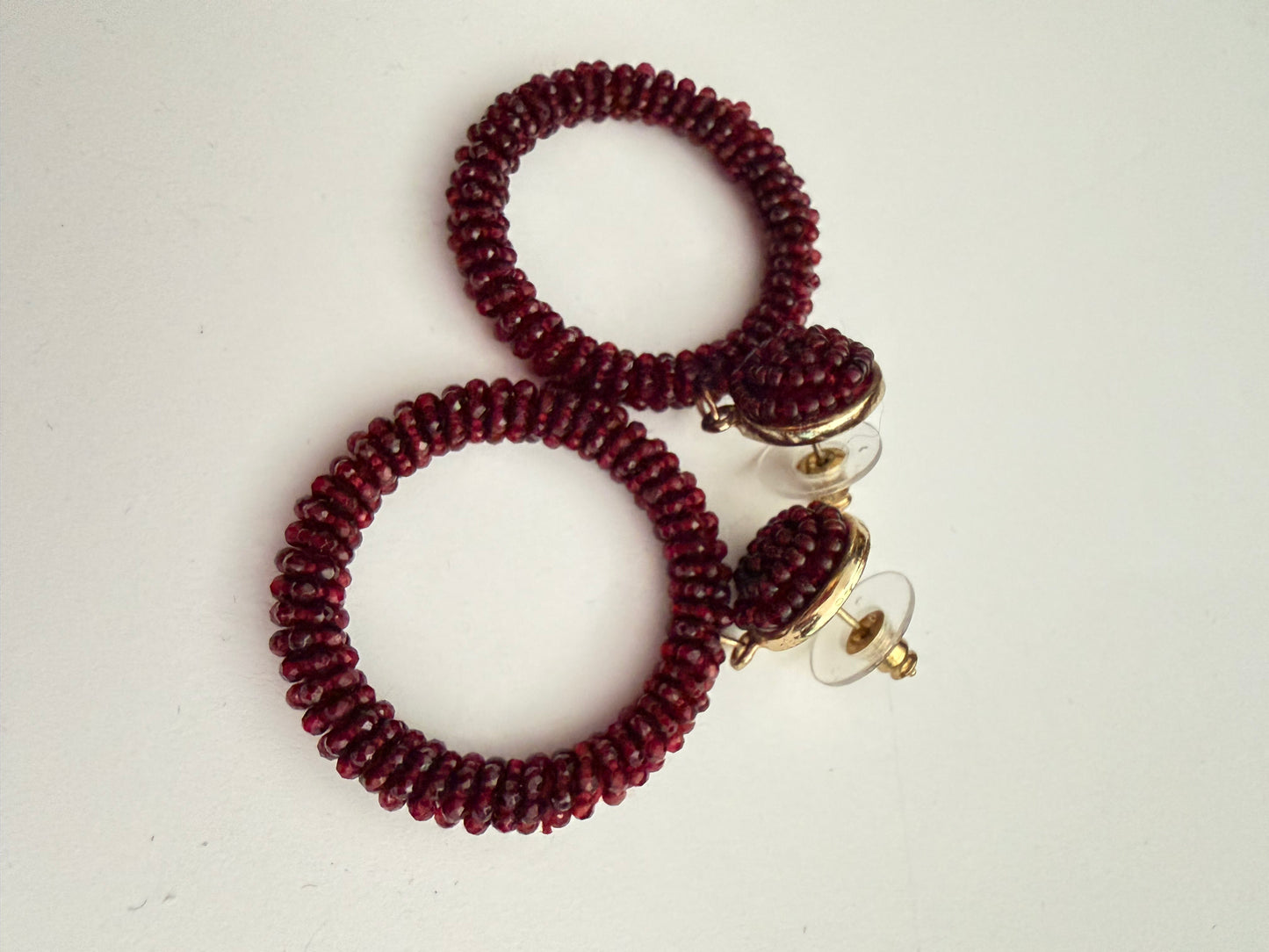 Dark Red Circle Earrrings