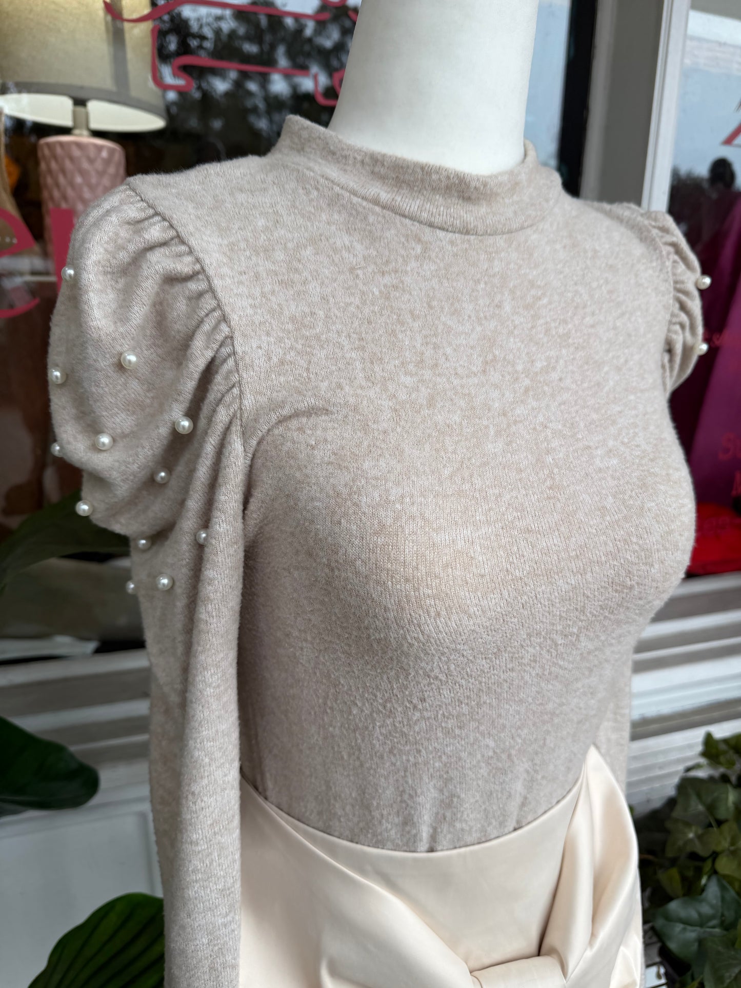 Zara | Pearl Gathered Shoulder Sweater, S