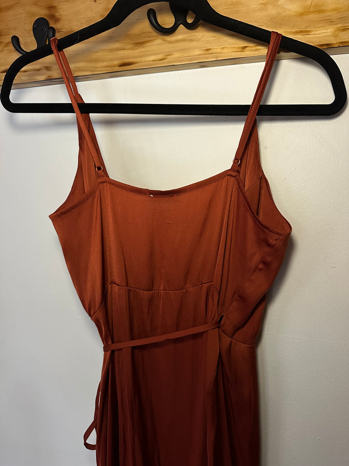 Free People | Dark Orange Silk Wrap Dress