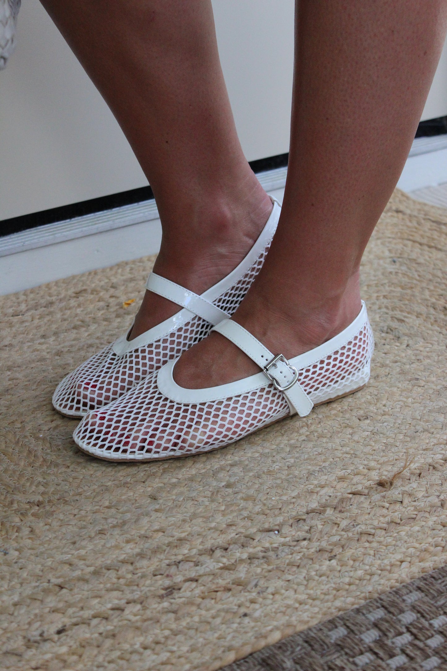 White  Crochet Flats, 9
