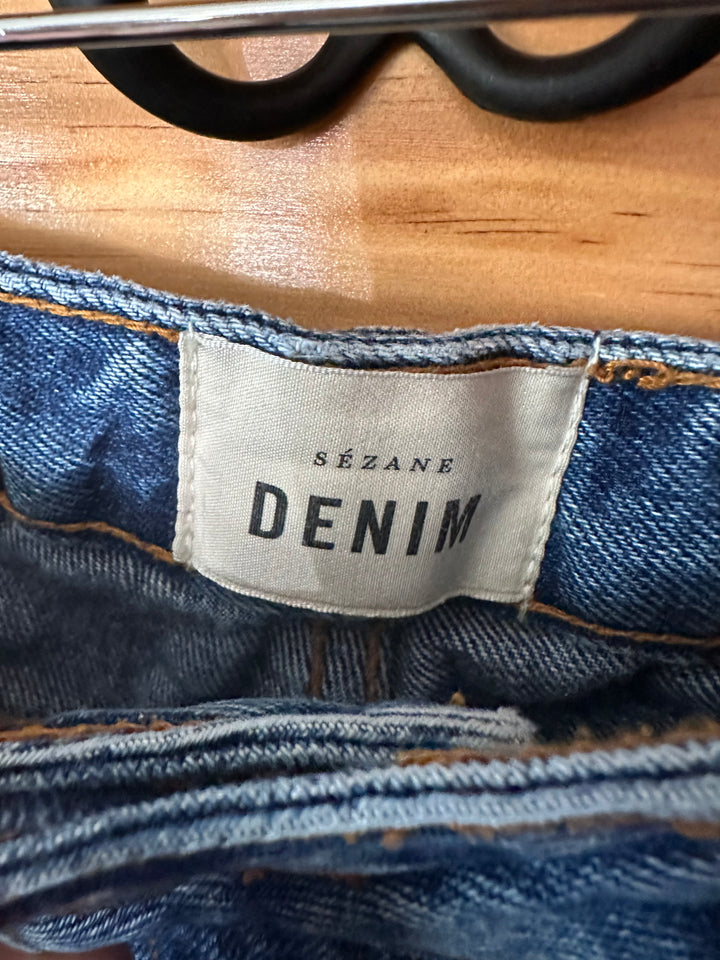 Sezane | "Brut Sexy" Medium/Dark Wash Tapered Jeans, 28