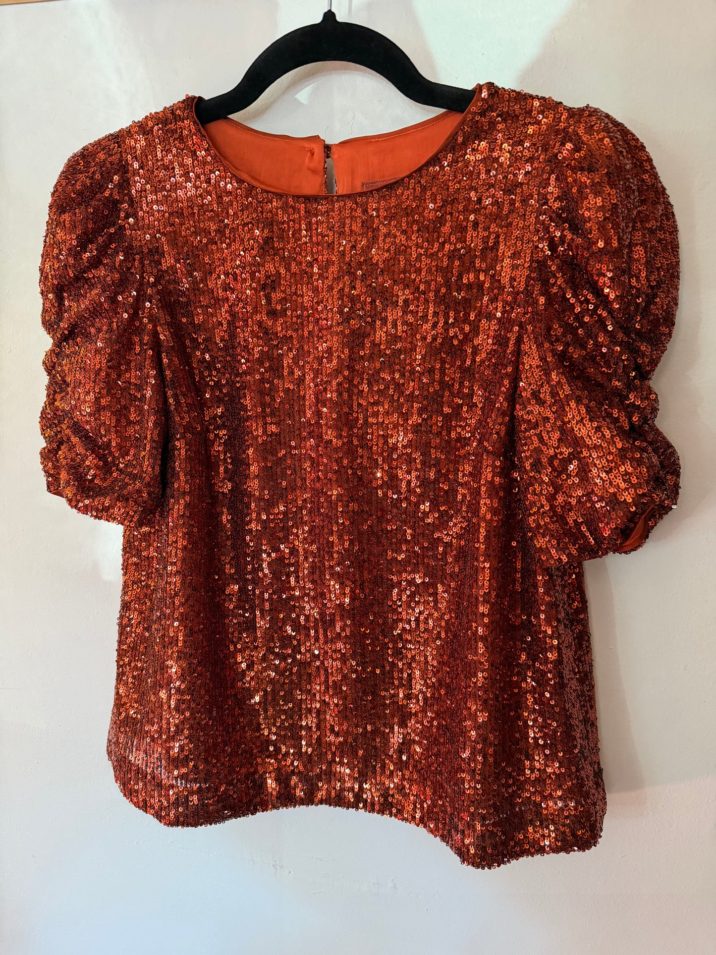 Orange Anthropologie Sequin Top, 0
