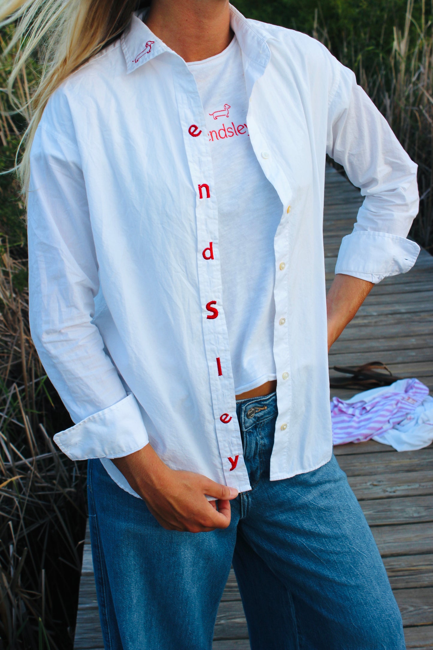 Endsley  | Vertical Letter Button Down, XS