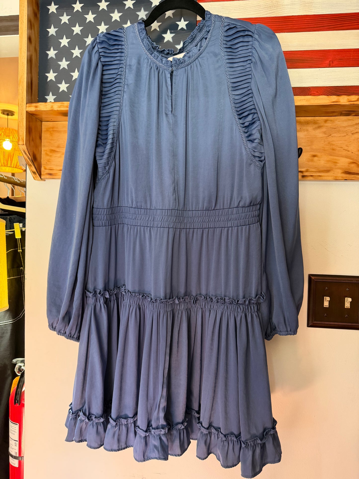 Dear John | Blue Long Sleeve Midi Dress, L