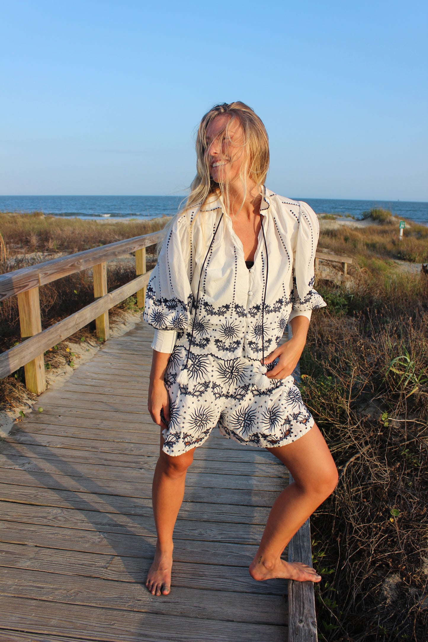 Carolina K | Button Long Sleeve + Shorts, S