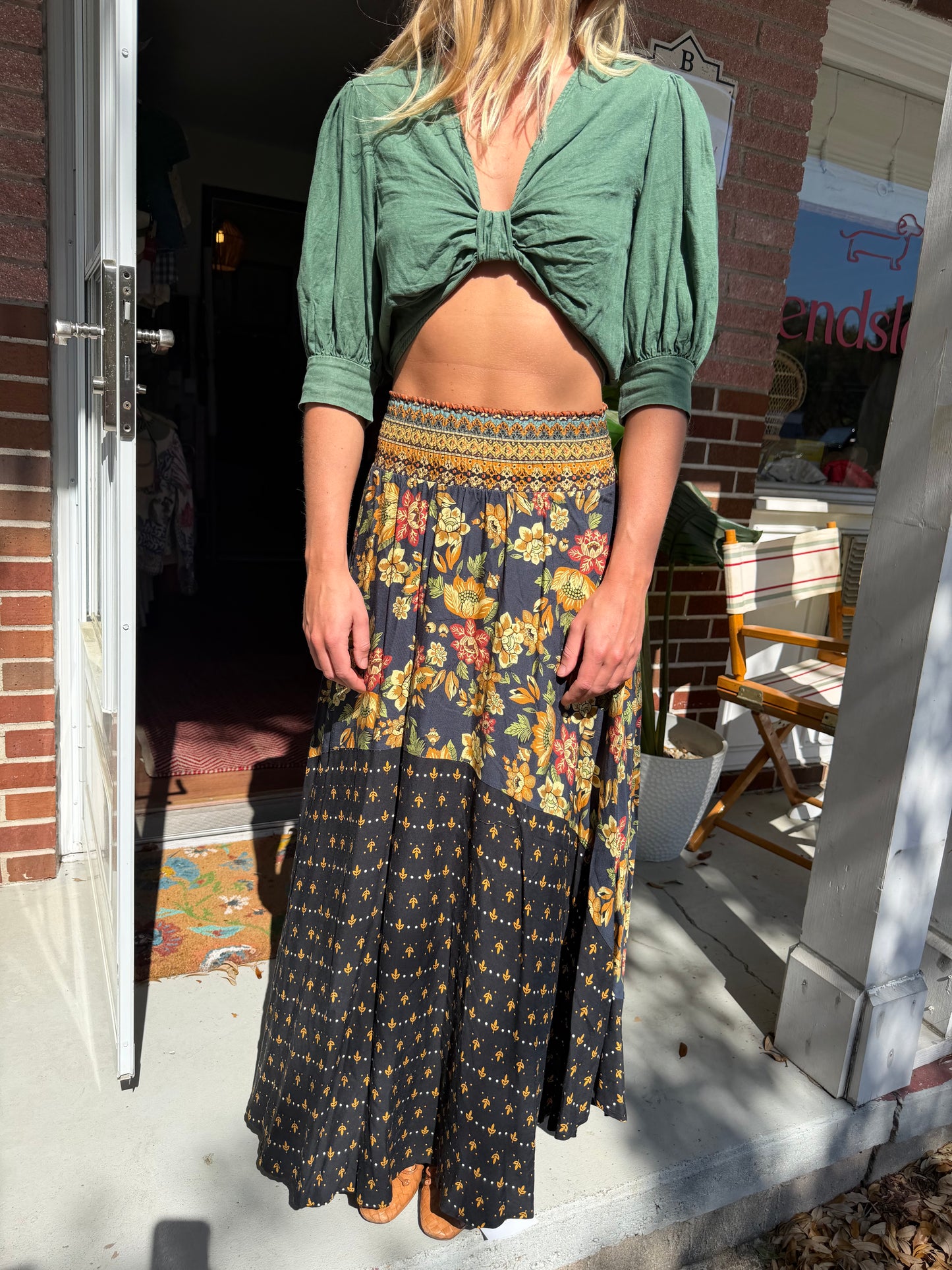 YFB | Twist/Knot Front Boho Top, S