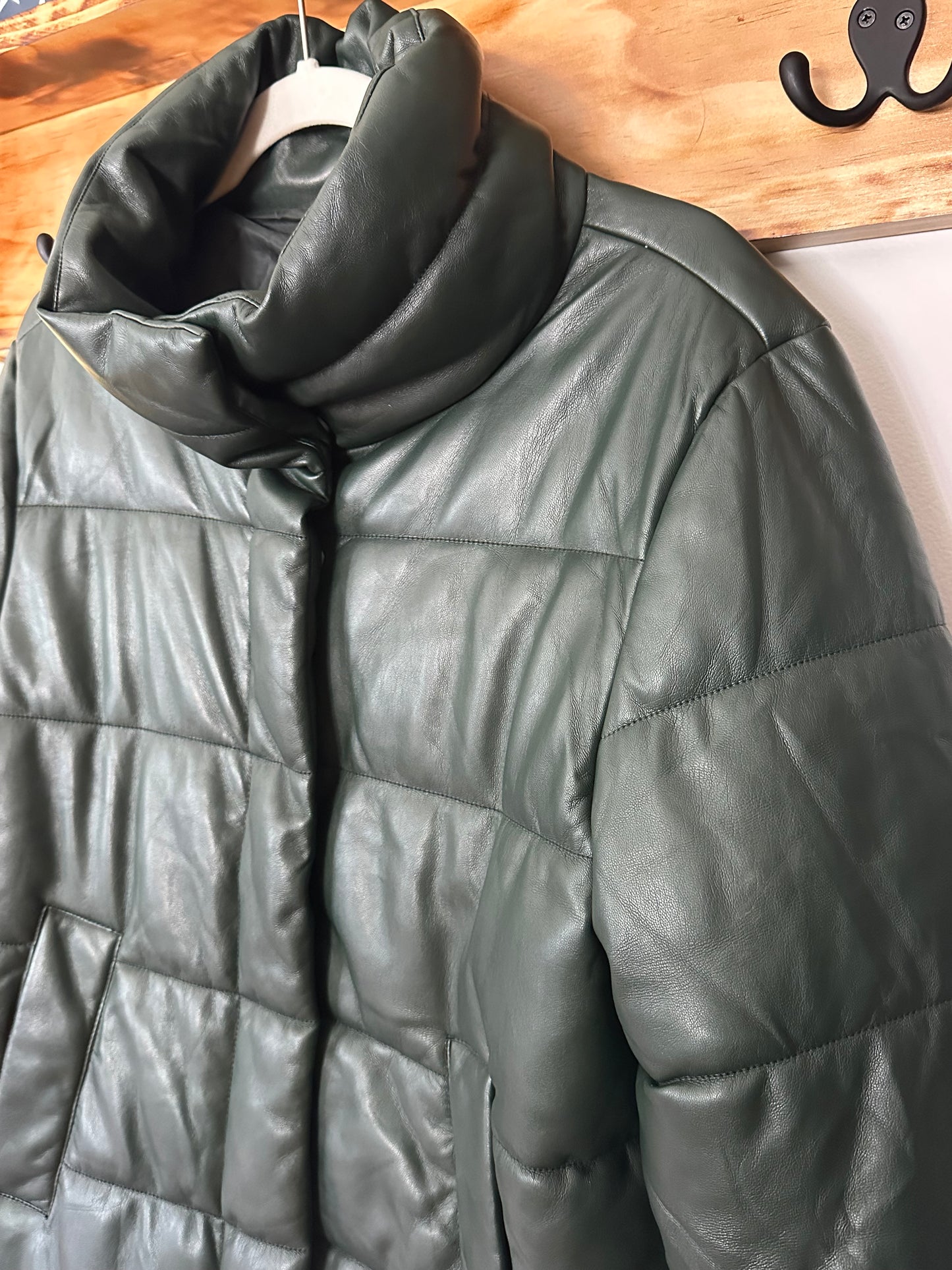 7 For All Mankind Olive/Dark Green Puffer Coat, M