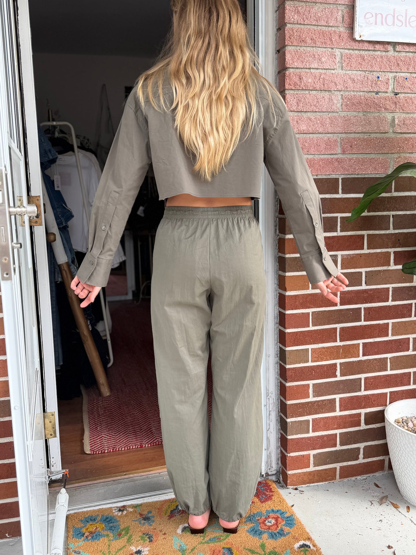 Zara | Army Green Set, M Top / XS Bottom