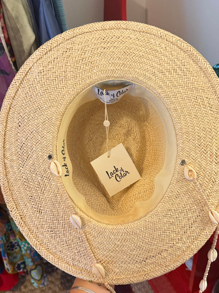Lack of Color | Straw Fedora Hat with Seashell Strap