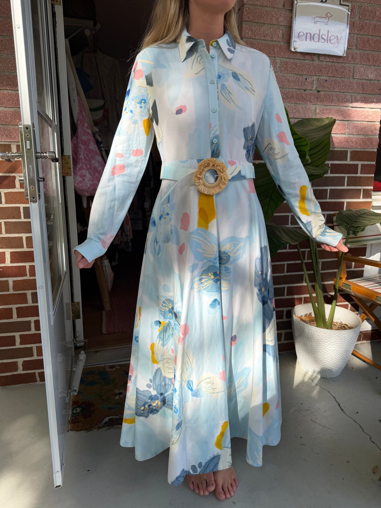 Leo Lin | Long Sleeve Belted Dress, M/L