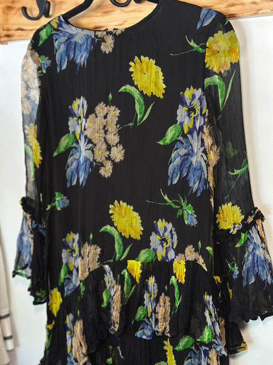 Ganni | Floral Dress with Sheer Sleeves