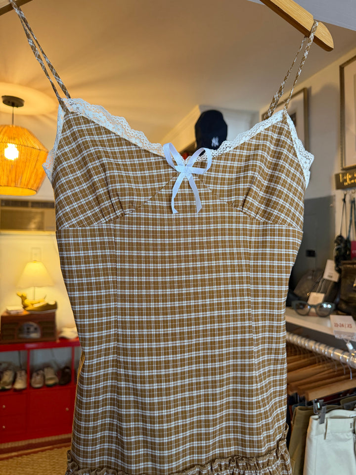 Lioness | Gingham Ruffle Mini Dress, XS