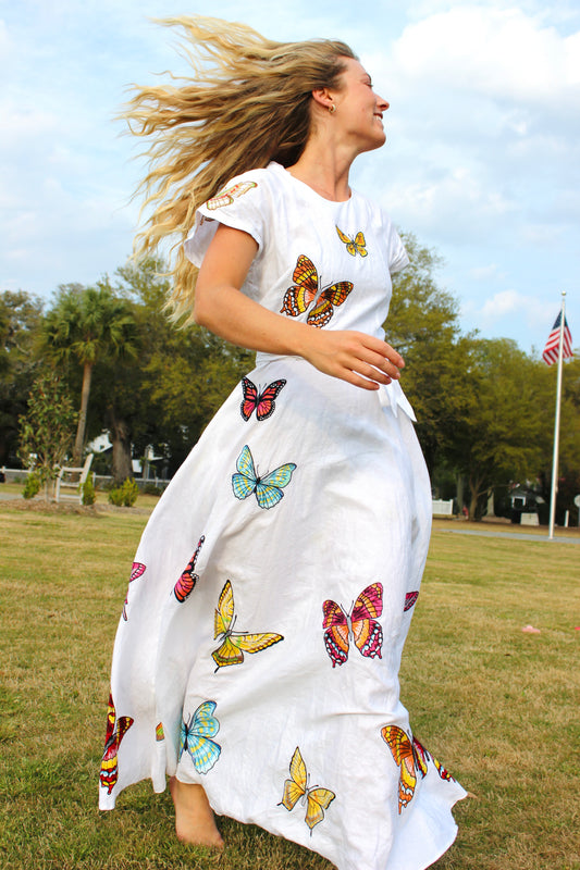 Fanm Mon | Butterfly Papiyon Maxi Dress, L