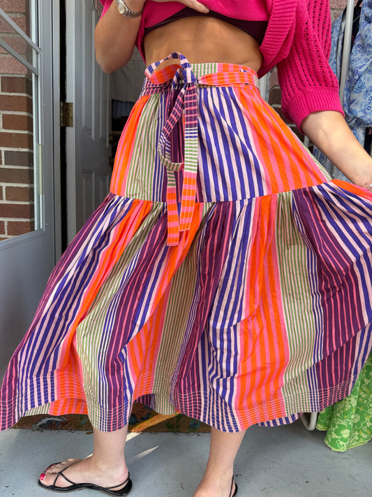 Oliphant | Striped Midi Skirt, XS