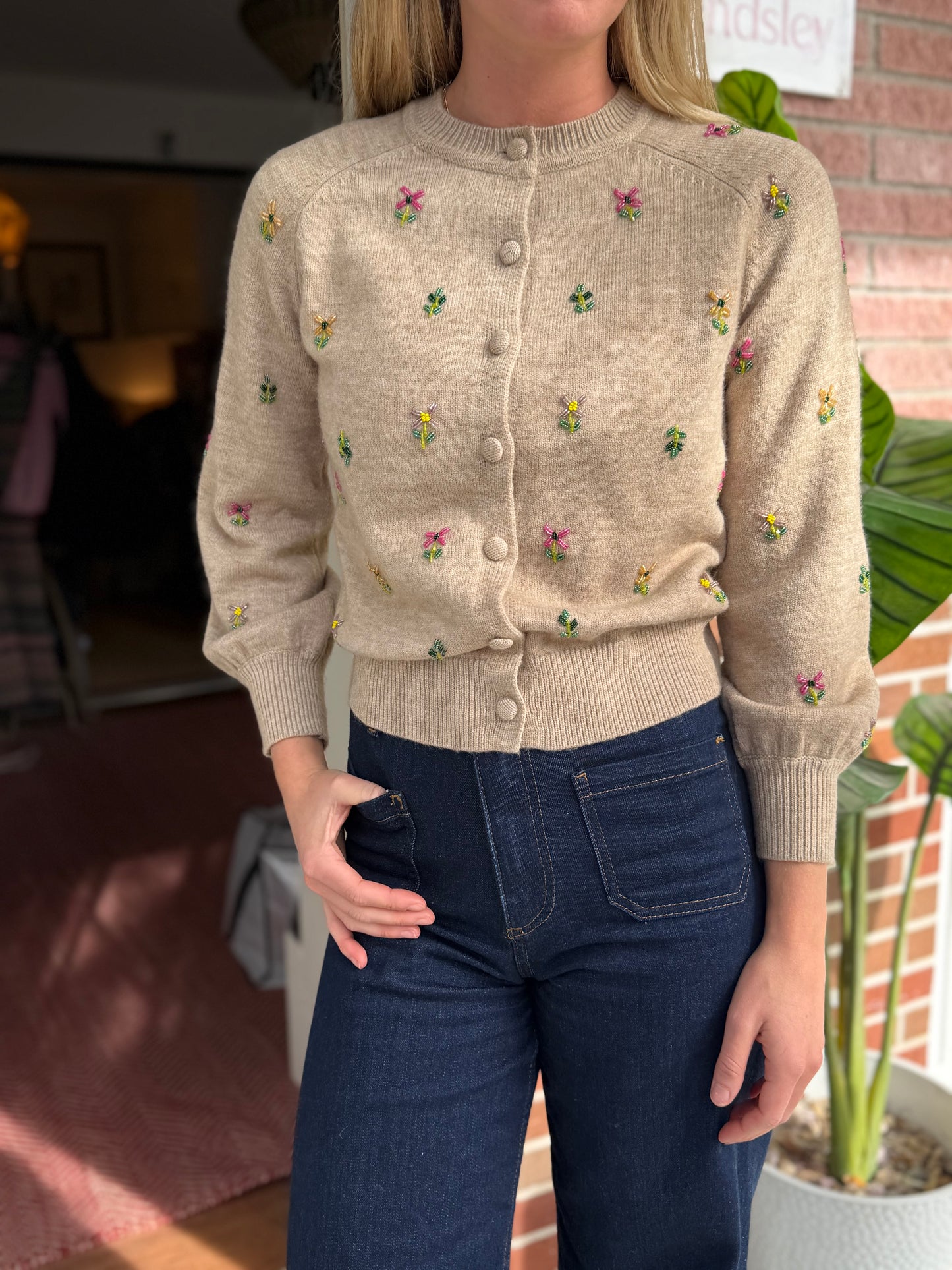 Hyacinth House | Floral Embellishment Elsie Cardigan, XXS