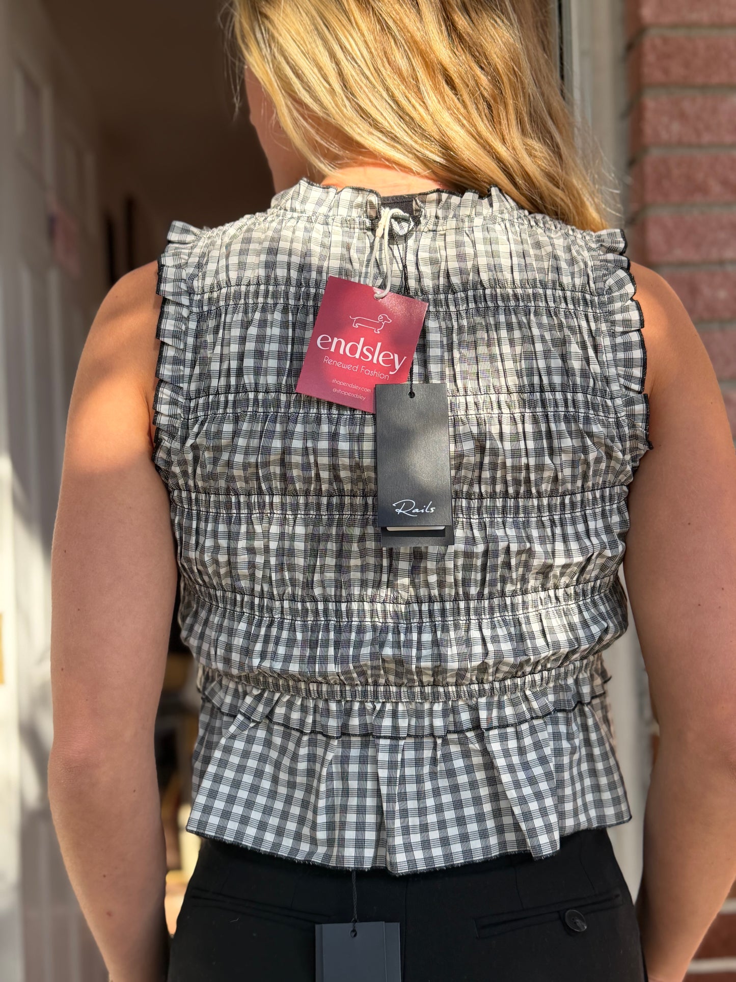 Rails | Ivory Jet Gingham Top, XXS