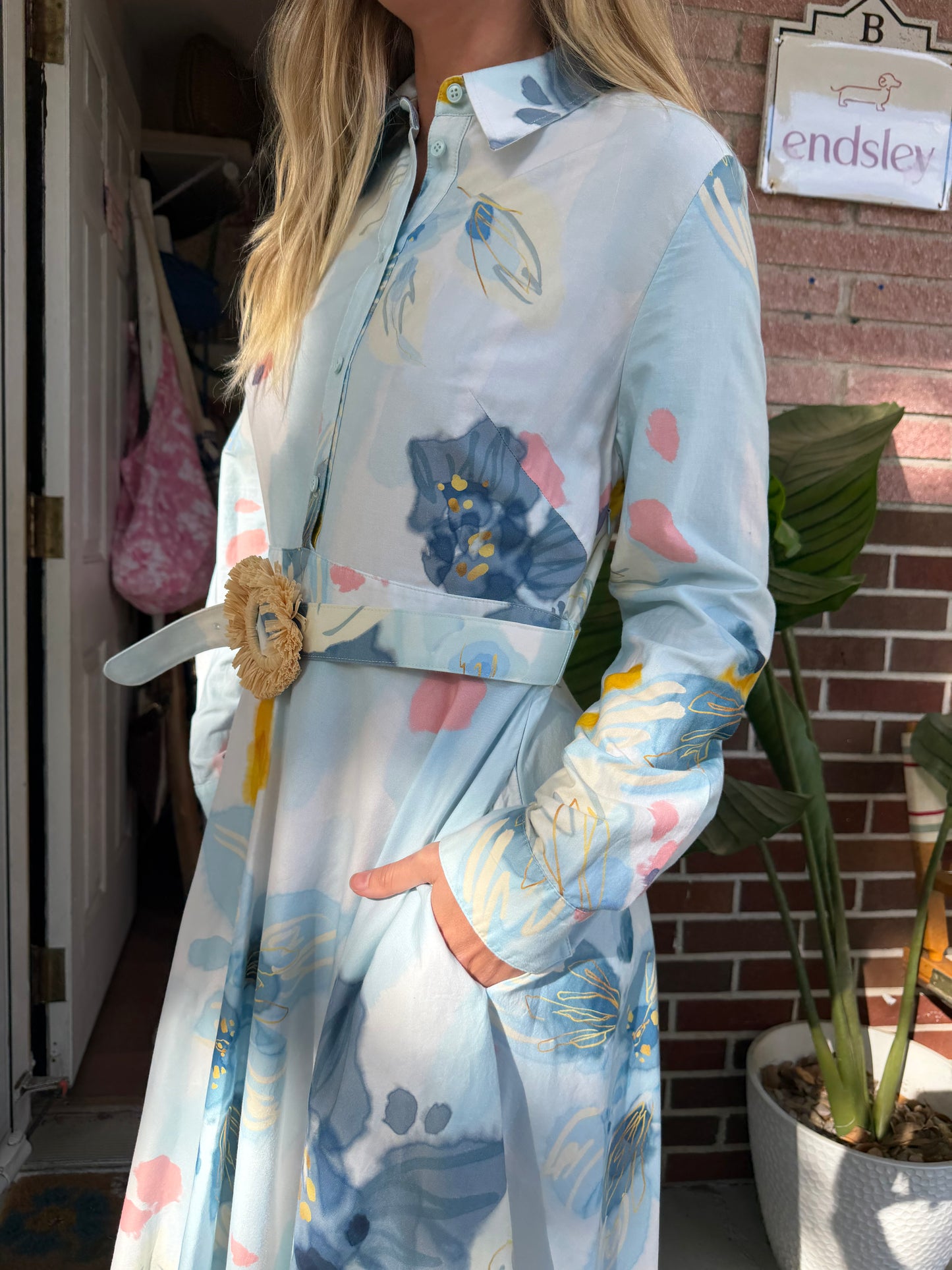 Leo Lin | Long Sleeve Belted Dress, M/L