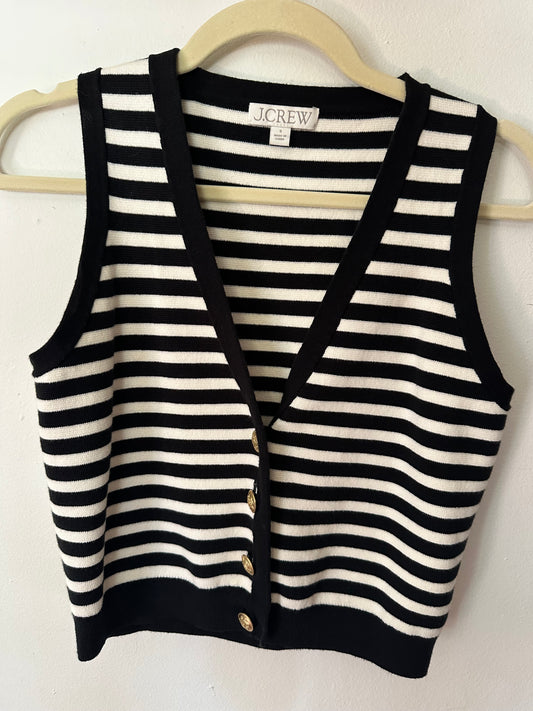 J Crew | Navy Striped 100% Cotton Sweater Vest, S