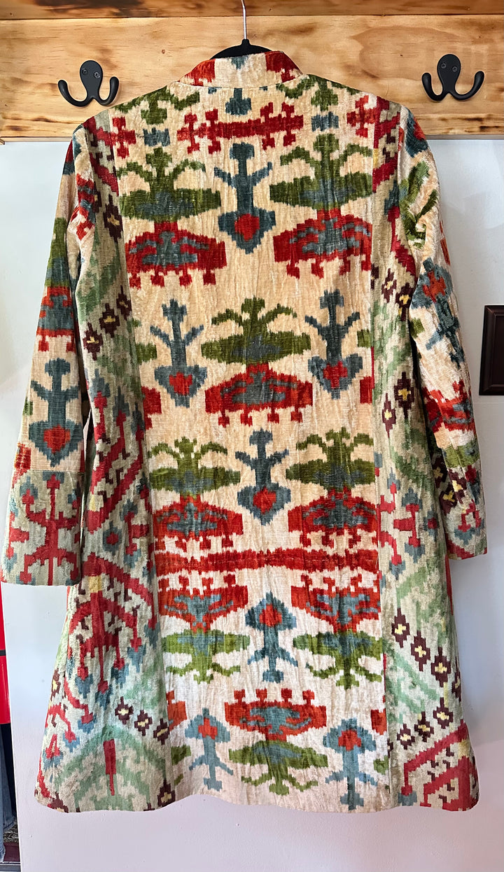 ibu movement | Ikat Velvet Mid-Length Coat, S