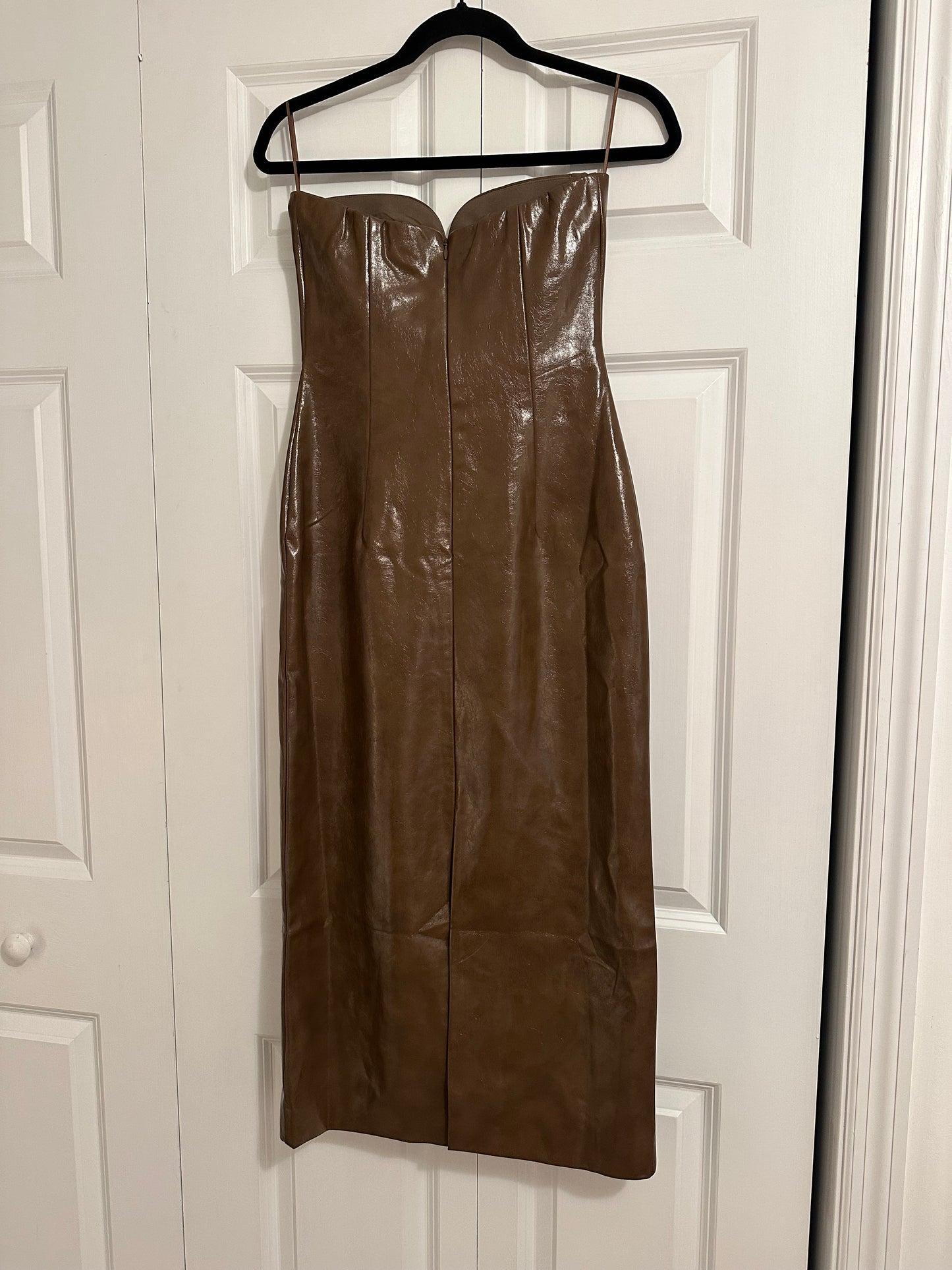 Mare Mare | Faux-Leather Strapless Slim Midi Dress