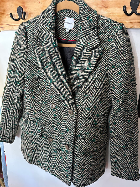 Hunter Bell | Wool Blend Herringbone Half Coat, XS