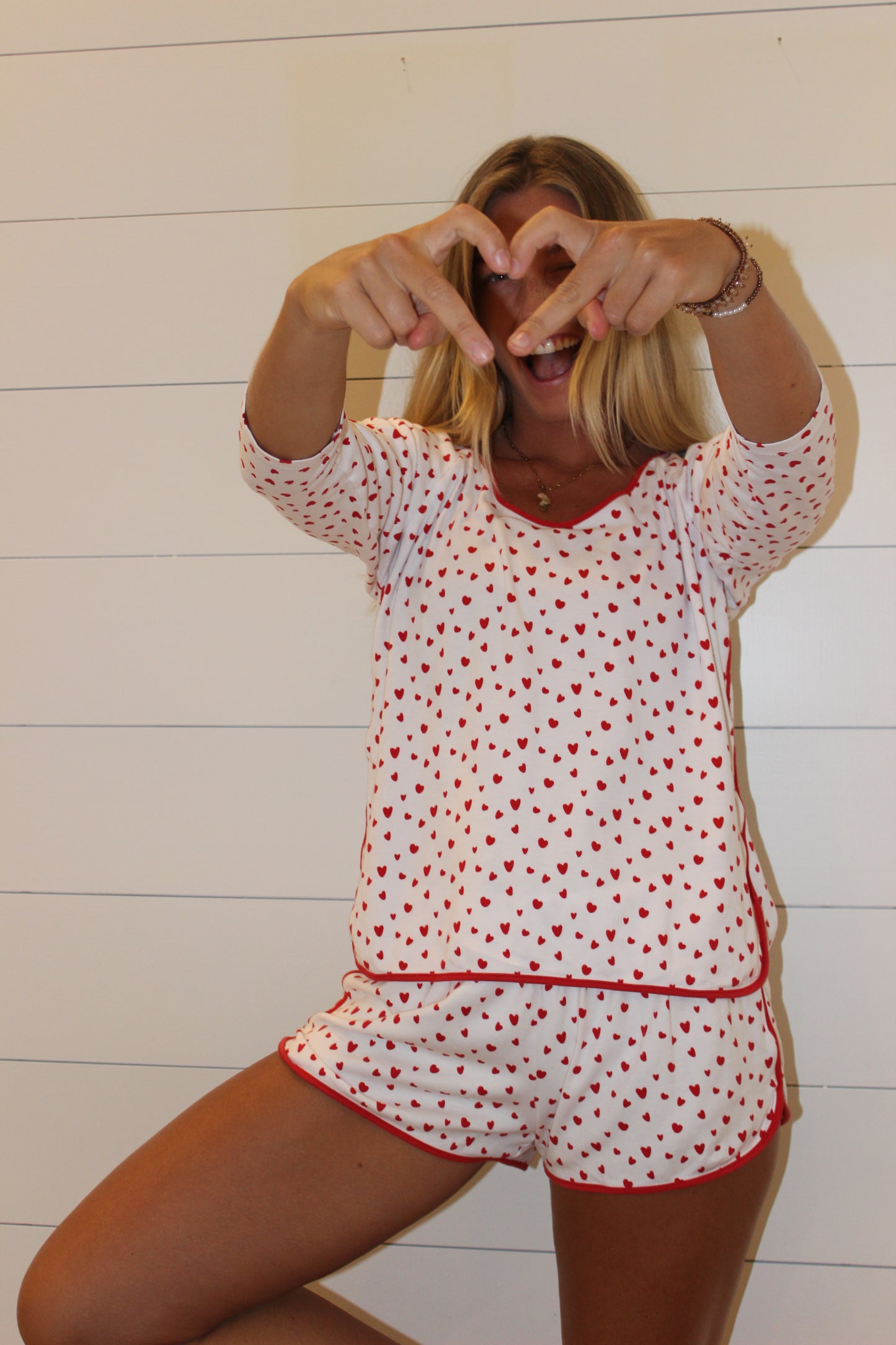 Lake | Red Heart PJ Short Set, M