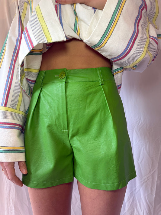 I Am | High-Waisted Faux Leather Shorts, XS