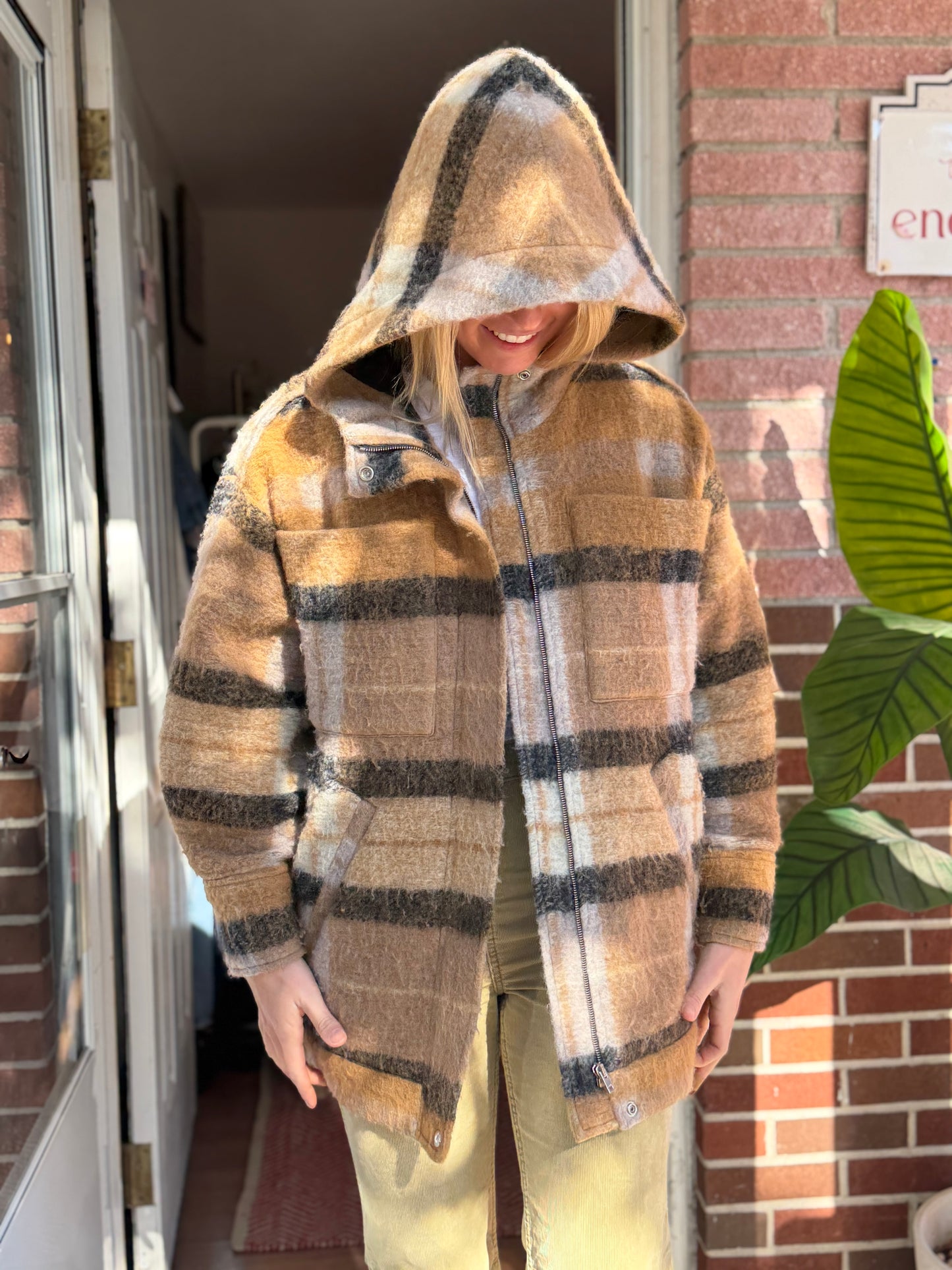 IRO Paris | Plaid Wool Blend Hooded Jacket, 34 (US 2)