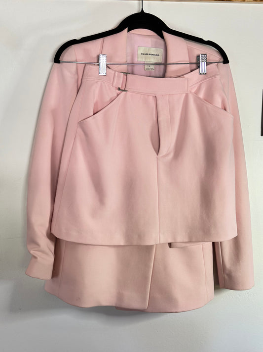 Club Monaco | Pastel Pink Blazer + Skirt Set