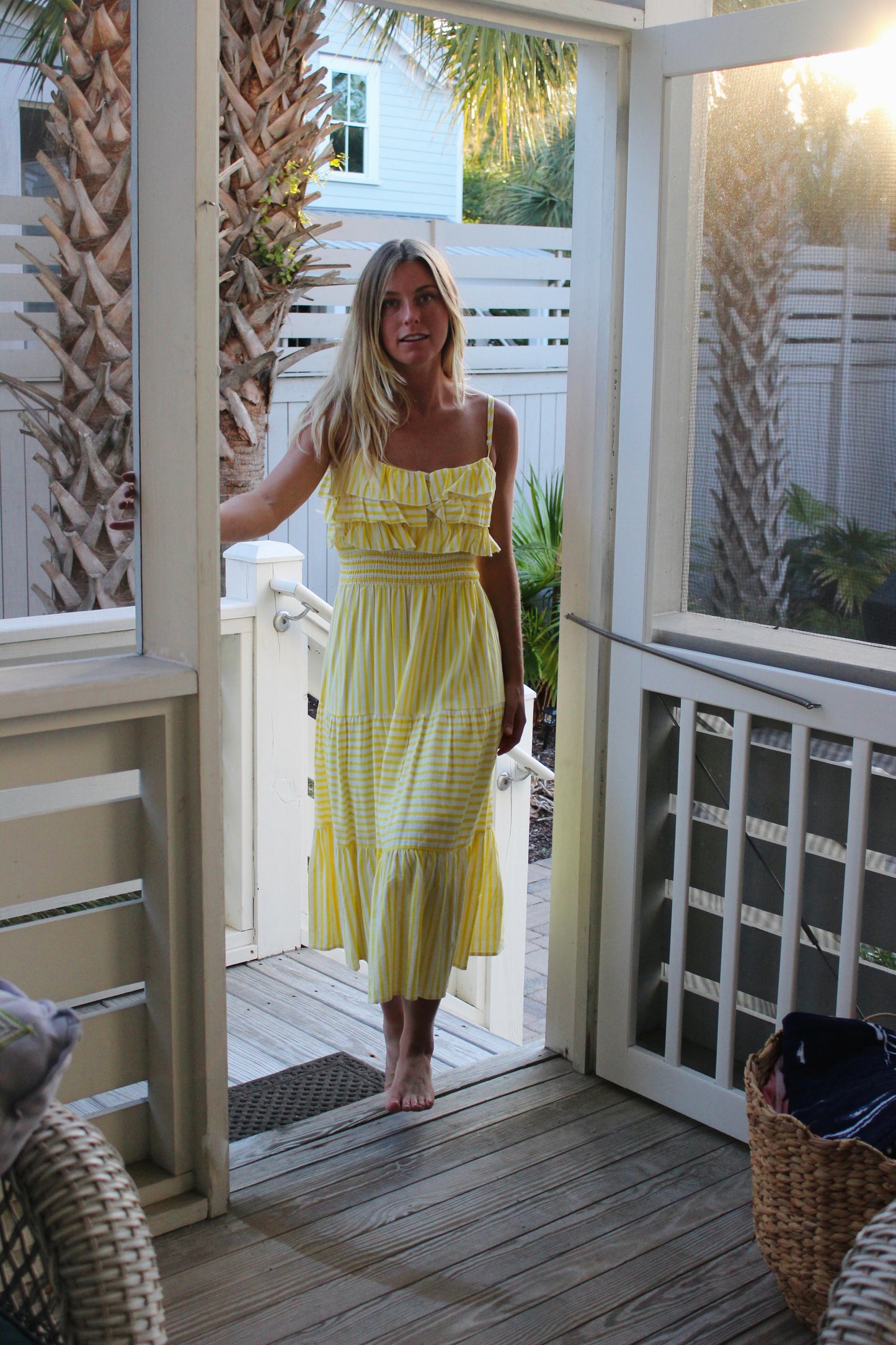 Aqua | Striped Cami Midi Dress, M
