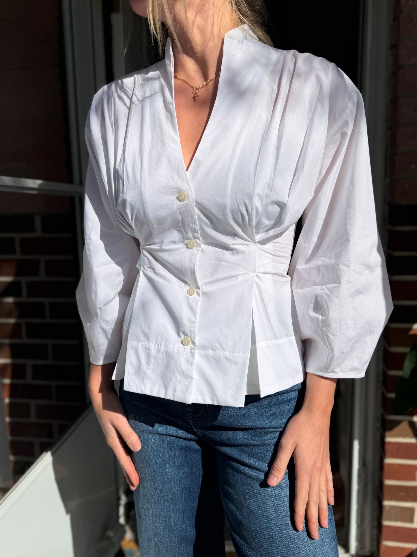 Banana Republic | Pleated 3/4 Length Top, XXS