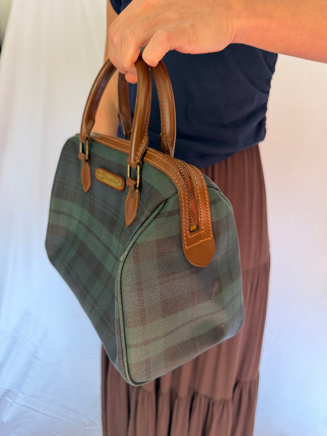 Vintage Polo Ralph Lauren | Leather Plaid Satchel Handbag