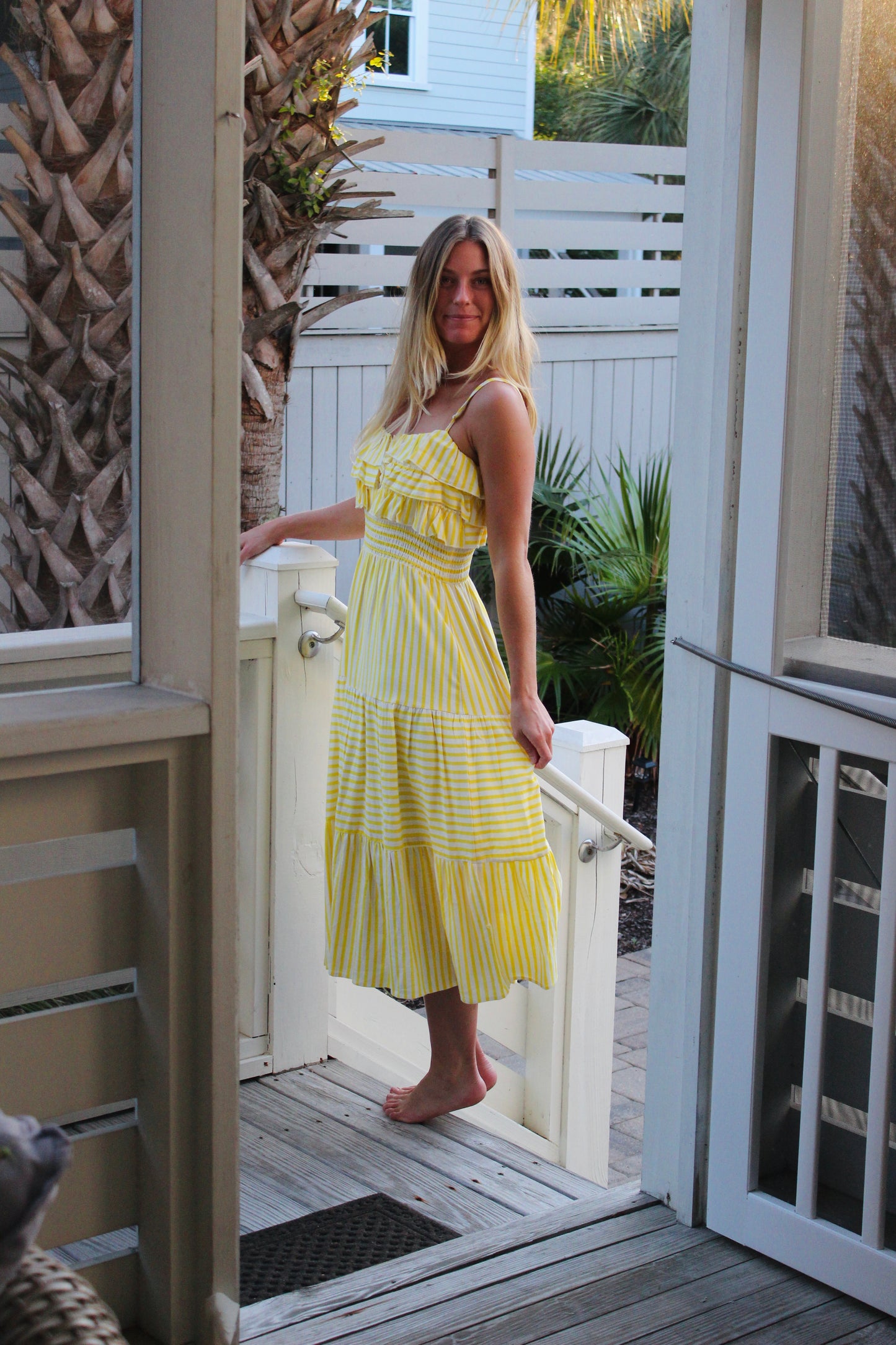 Aqua | Striped Cami Midi Dress, M