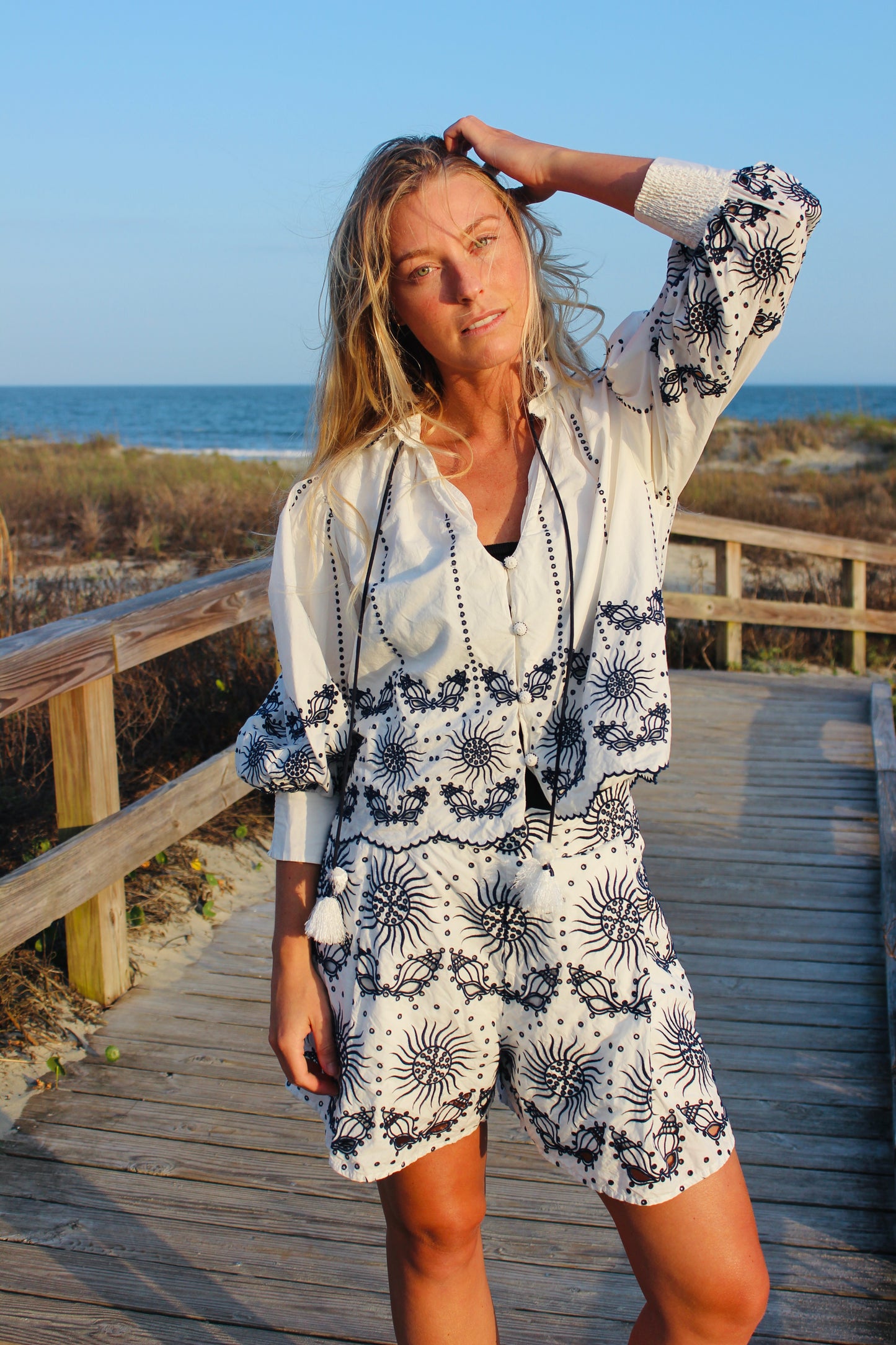 Carolina K | Button Long Sleeve + Shorts, S