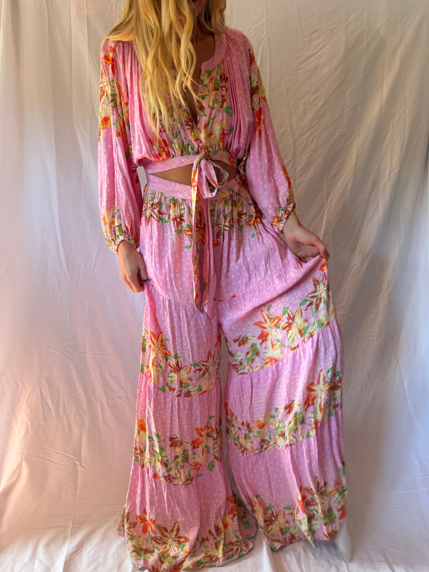 Free People | Floral Long Pant Suit Maxi, S