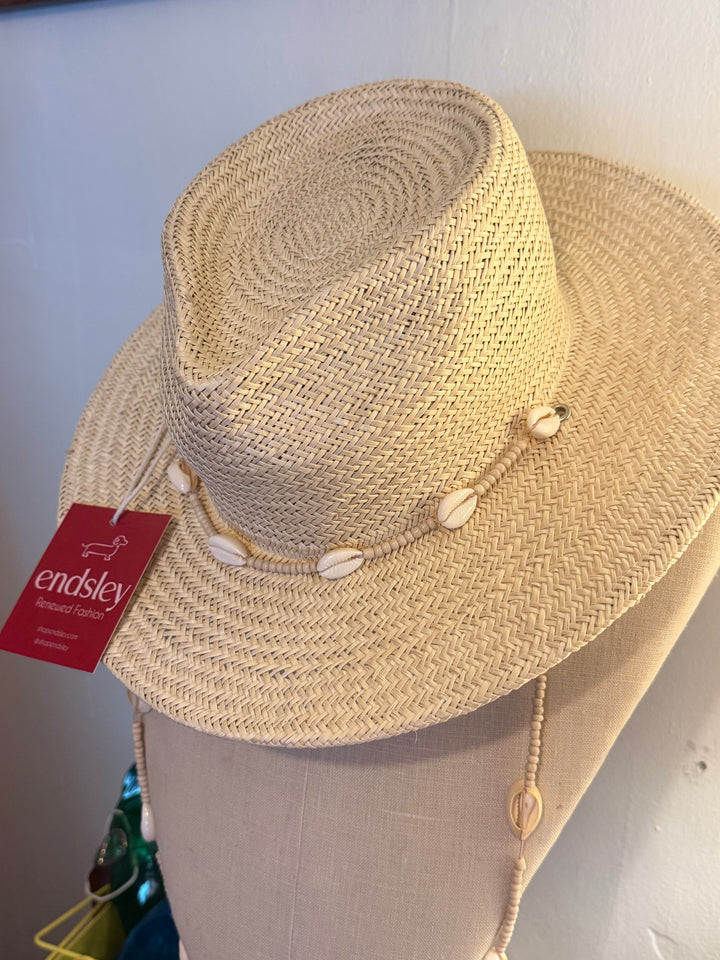 Lack of Color | Straw Fedora Hat with Seashell Strap
