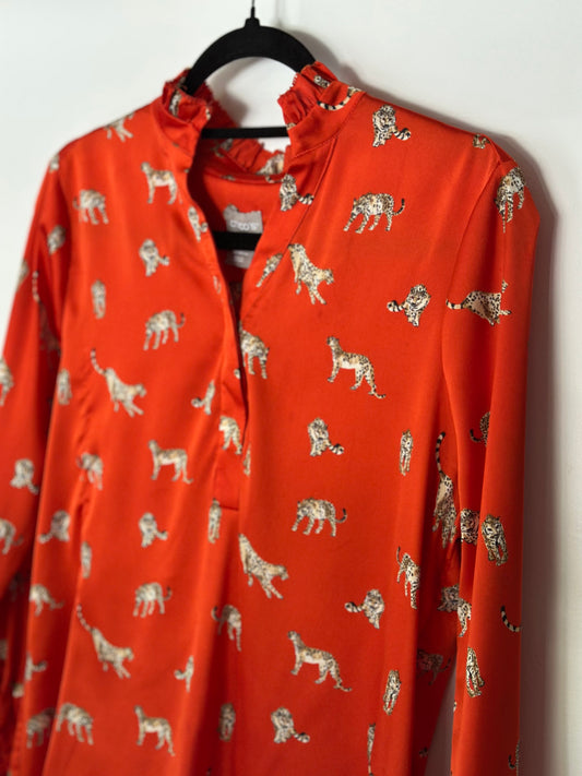 Chico's | Leopard-Print Ruffle-Neck Blouse