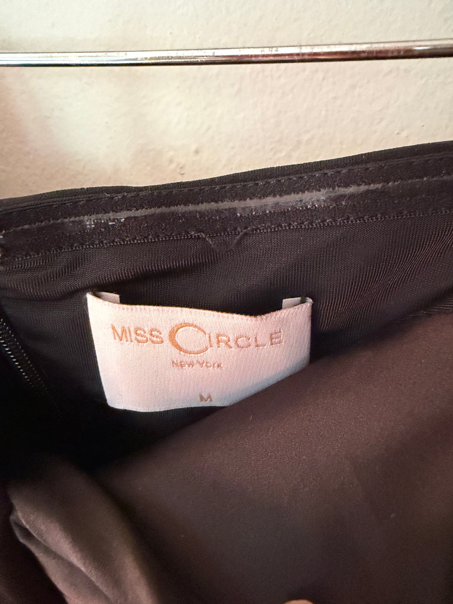 Miss Circle | Strapless Gold Button Dress, M