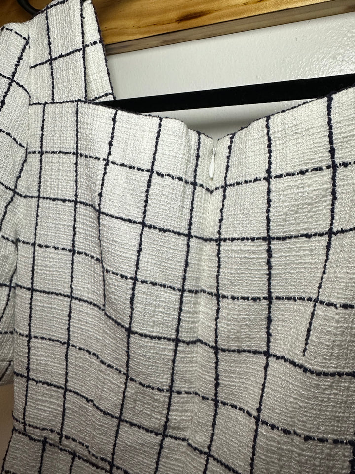 Gal Meets Glam Navy Tweed Plaid Dress, 2
