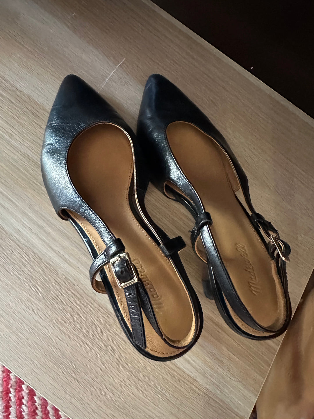 Madwell | Black Leather Kitten Heels