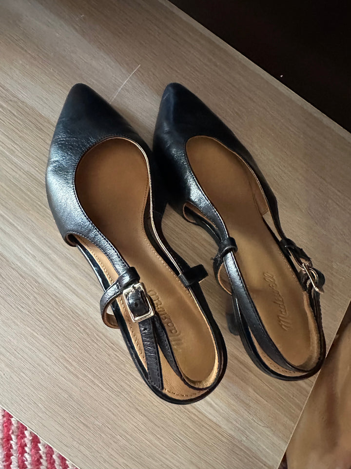 Madwell | Black Leather Kitten Heels