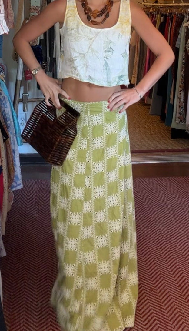 Madison Mathews | Embroidered Maxi Skirt, L