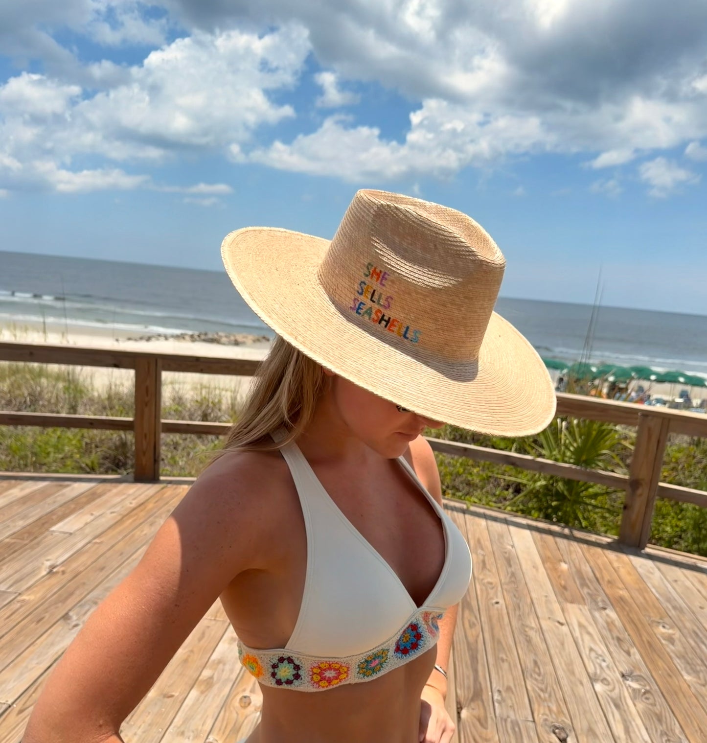 Sunshine Tienda | "She Sells Seashells" Palm Hat, XS/S