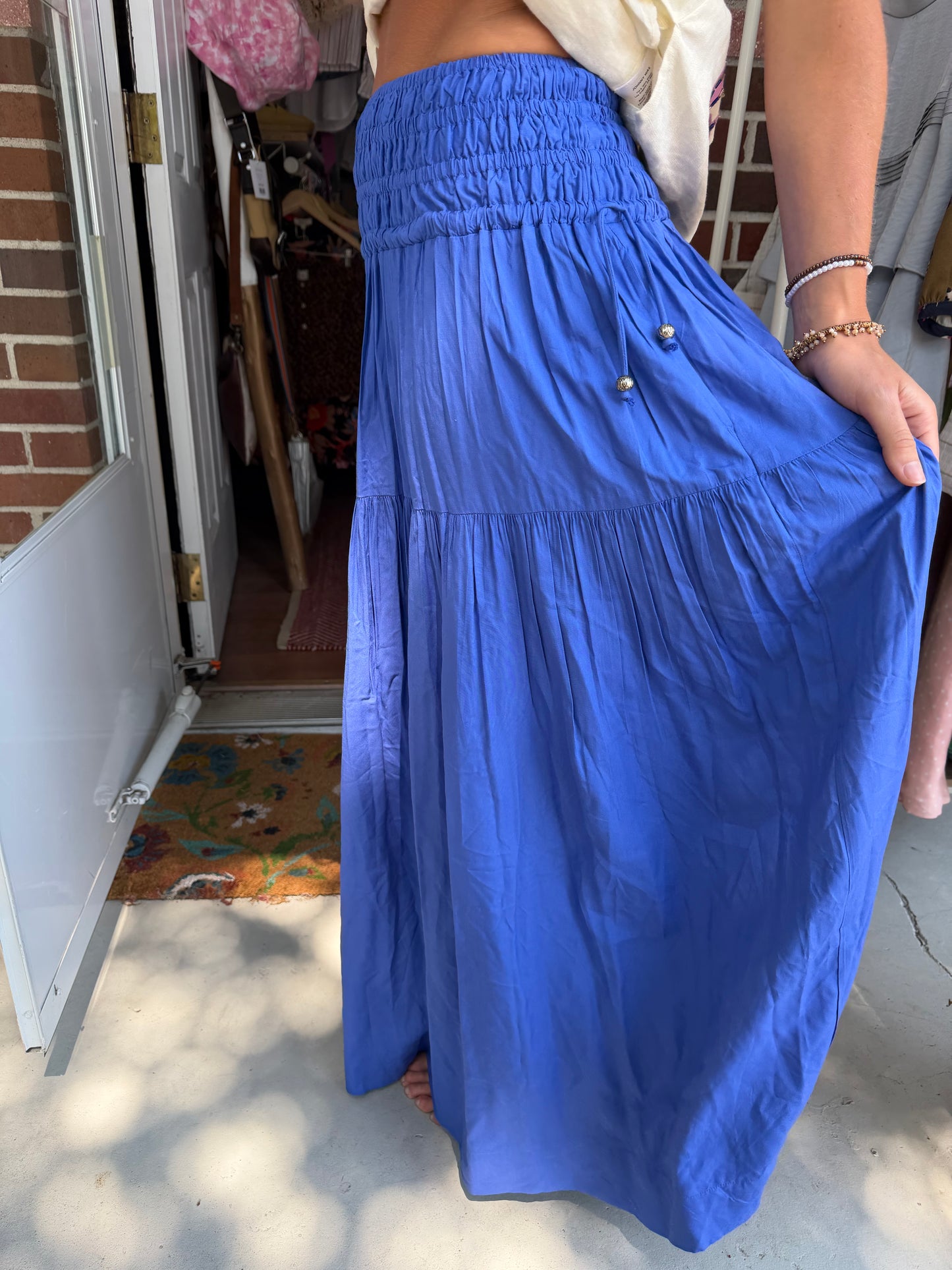 Elan | Smocked Waist Maxi Skirt, S