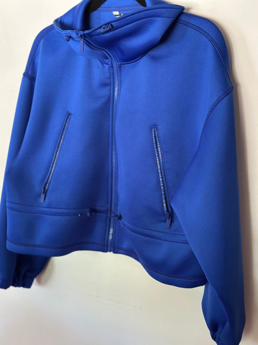 ZARA |  Electric Blue Neoprene-Style Crop Jacket
