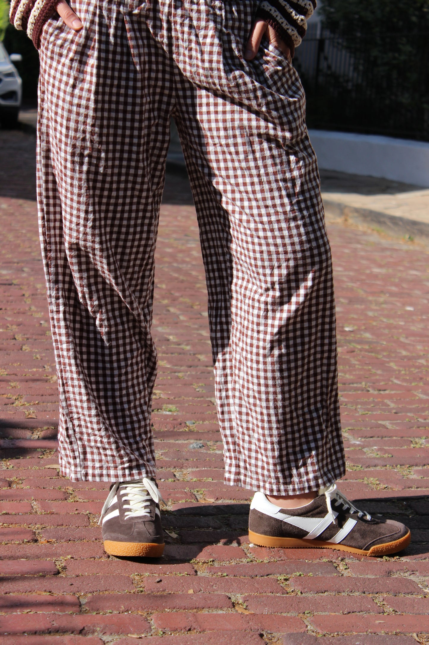 Gingham Smocked Pants, M