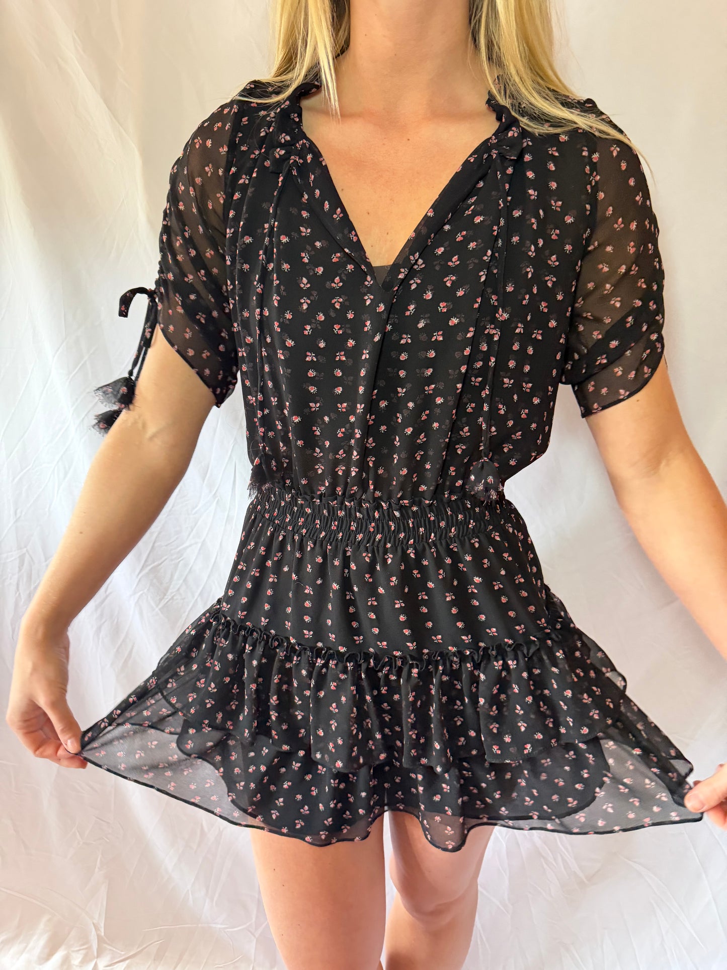 Misa LA |  Mini Patterned Floral Flowy Dress, XS